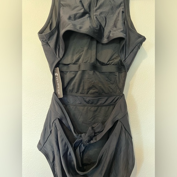 TEMPT ME Black Monokini Open-Back Swimsuit One Piece Bathing Suit- Size L - Picture 5 of 7